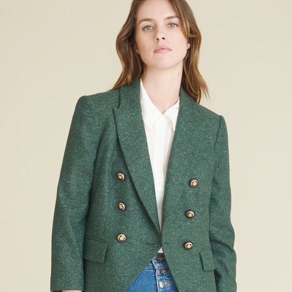 NWT Veronica Beard Empire Dickey Blazer Forest Green Sz 0 Retail Price $650 - Picture 2 of 4